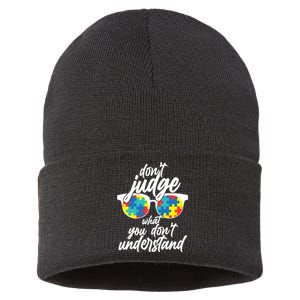 Don't Judge What You Don't Understand Autism Awareness Sustainable Knit Beanie