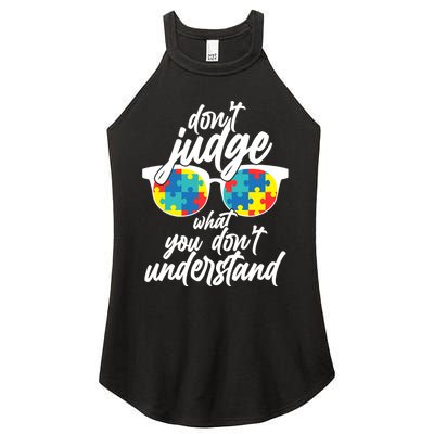 Don't Judge What You Don't Understand Autism Awareness Women's Perfect Tri Rocker Tank