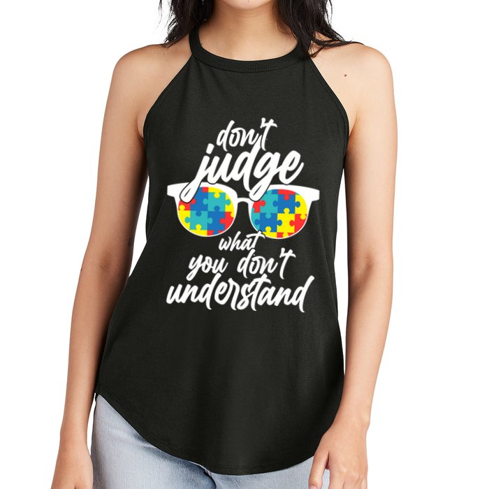 Don't Judge What You Don't Understand Autism Awareness Women's Perfect Tri Rocker Tank