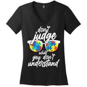 Don't Judge What You Don't Understand Autism Awareness Women's V-Neck T-Shirt