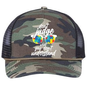 Don't Judge What You Don't Understand Autism Awareness Retro Rope Trucker Hat Cap