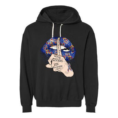 Don't Judge What You Don't Understand Autism Awareness Lip Garment-Dyed Fleece Hoodie