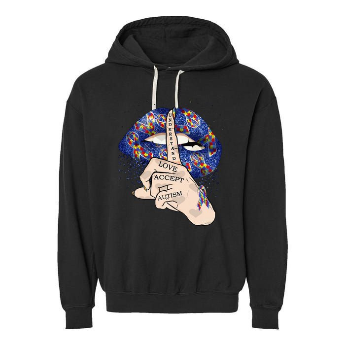 Don't Judge What You Don't Understand Autism Awareness Lip Garment-Dyed Fleece Hoodie