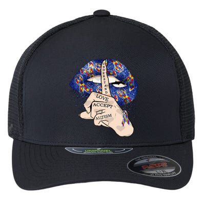 Don't Judge What You Don't Understand Autism Awareness Lip Flexfit Unipanel Trucker Cap