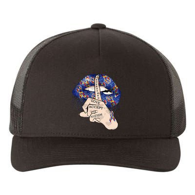 Don't Judge What You Don't Understand Autism Awareness Lip Yupoong Adult 5-Panel Trucker Hat
