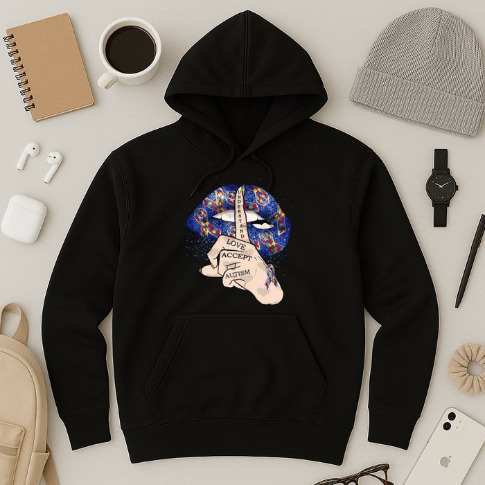 Don't Judge What You Don't Understand Autism Awareness Lip Hoodie