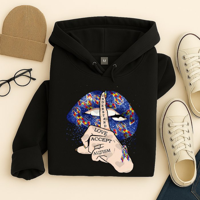 Don't Judge What You Don't Understand Autism Awareness Lip Hoodie