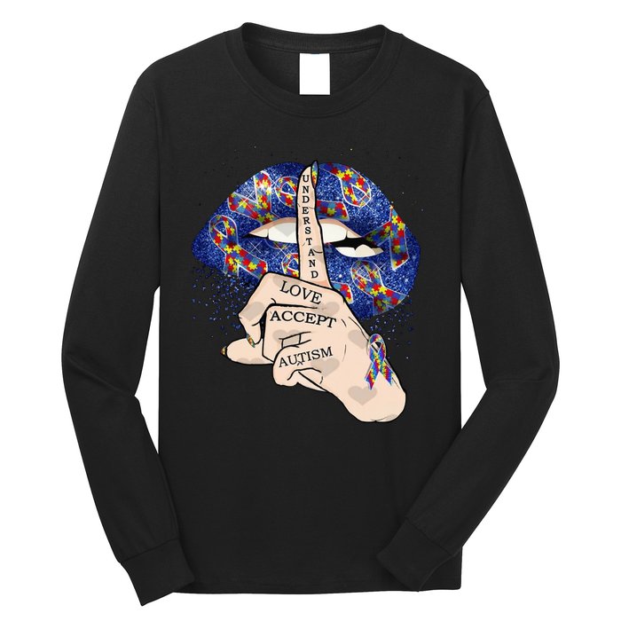 Don't Judge What You Don't Understand Autism Awareness Lip Long Sleeve Shirt