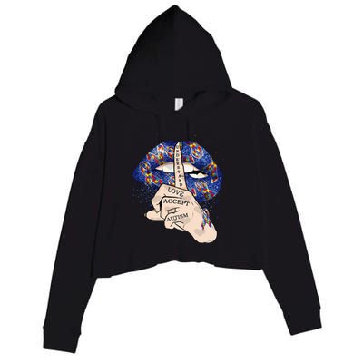 Don't Judge What You Don't Understand Autism Awareness Lip Crop Fleece Hoodie
