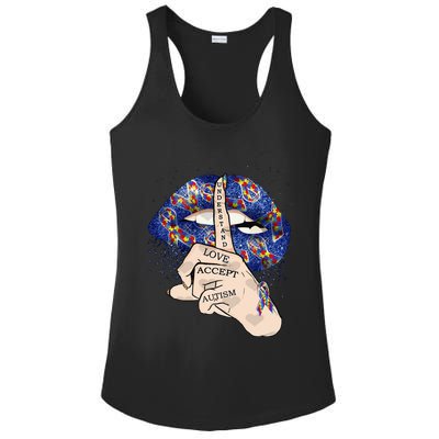 Don't Judge What You Don't Understand Autism Awareness Lip Ladies PosiCharge Competitor Racerback Tank