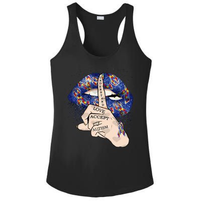 Don't Judge What You Don't Understand Autism Awareness Lip Ladies PosiCharge Competitor Racerback Tank