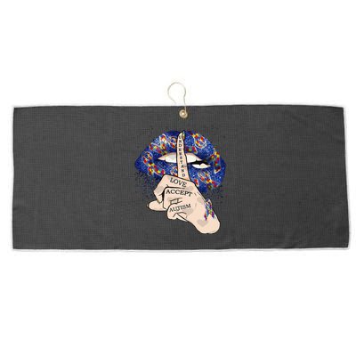 Don't Judge What You Don't Understand Autism Awareness Lip Large Microfiber Waffle Golf Towel