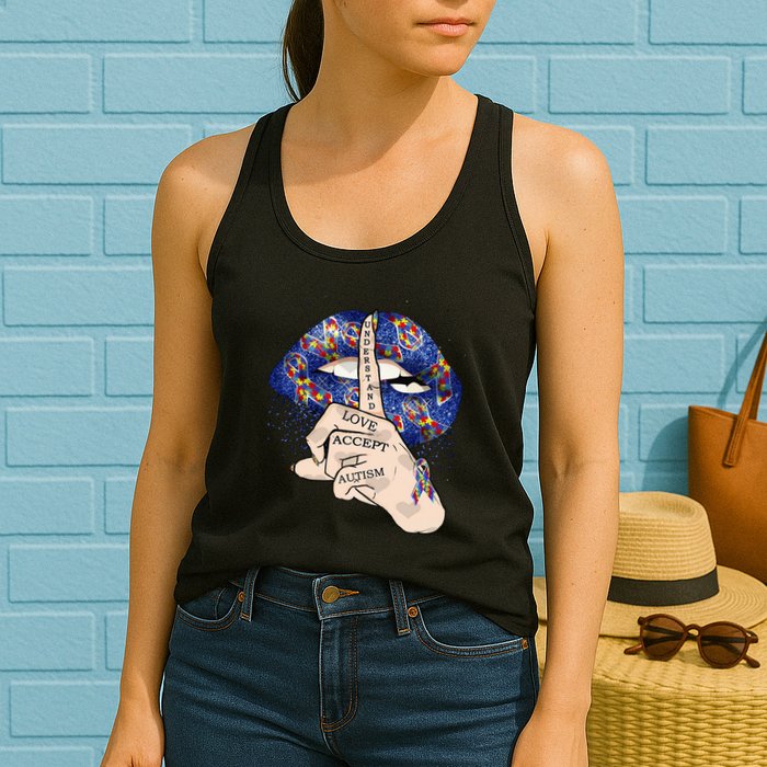 Don't Judge What You Don't Understand Autism Awareness Lip Womens Tank Top