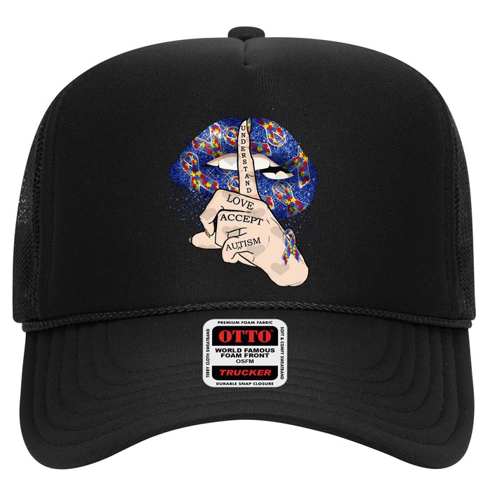 Don't Judge What You Don't Understand Autism Awareness Lip Trucker Hat