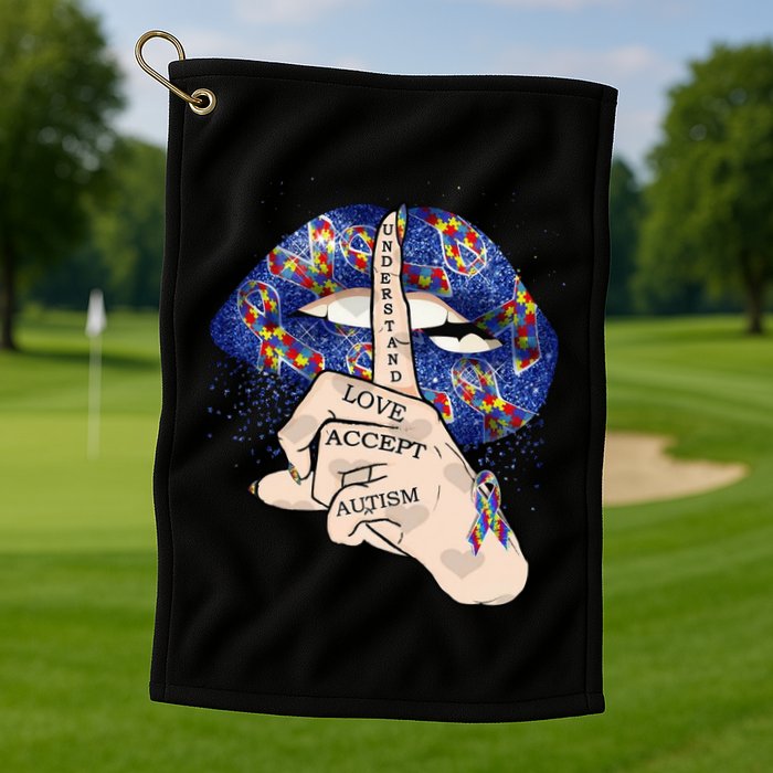 Don't Judge What You Don't Understand Autism Awareness Lip Golf Towel