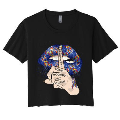 Don't Judge What You Don't Understand Autism Awareness Lip Crop Top