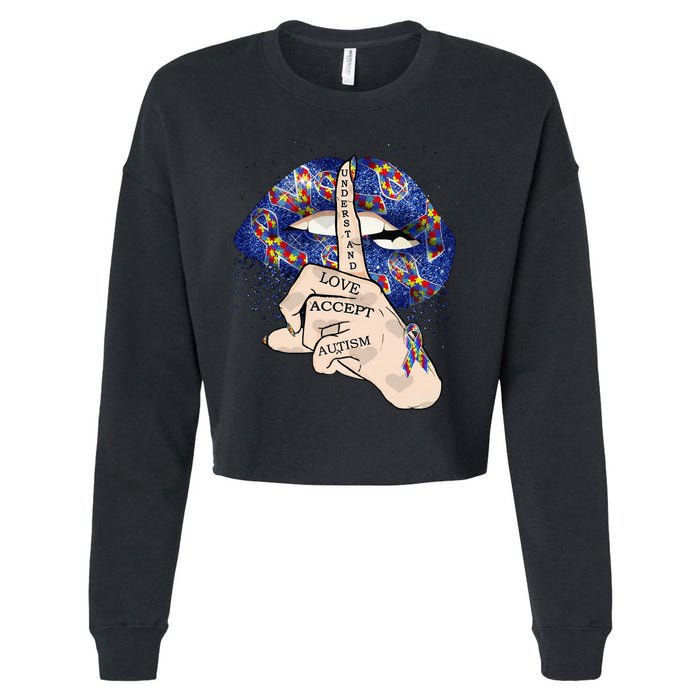Don't Judge What You Don't Understand Autism Awareness Lip Cropped Pullover Crew