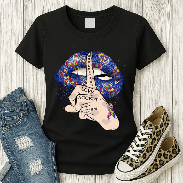 Don't Judge What You Don't Understand Autism Awareness Lip Womens T-Shirt