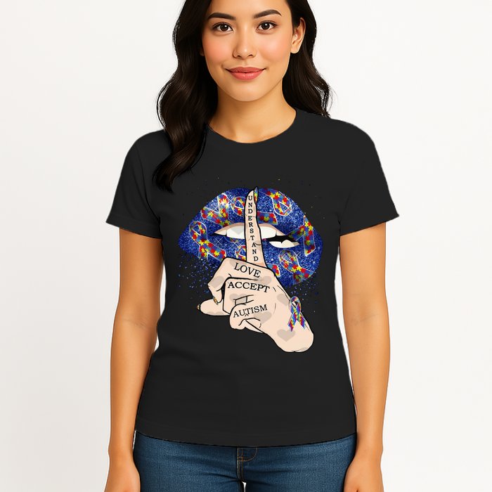 Don't Judge What You Don't Understand Autism Awareness Lip Womens T-Shirt