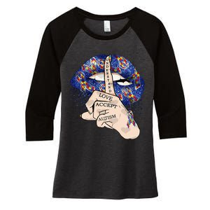 Don't Judge What You Don't Understand Autism Awareness Lip Women's Tri-Blend 3/4-Sleeve Raglan Shirt