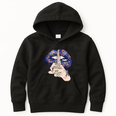 Don't Judge What You Don't Understand Autism Awareness Lip Kids Hoodie