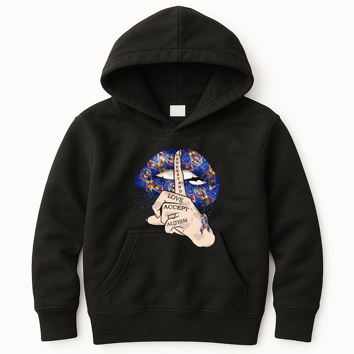 Don't Judge What You Don't Understand Autism Awareness Lip Kids Hoodie