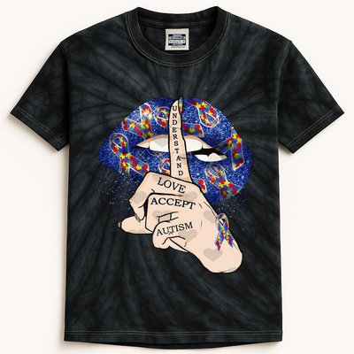 Don't Judge What You Don't Understand Autism Awareness Lip Kids Tie-Dye T-Shirt