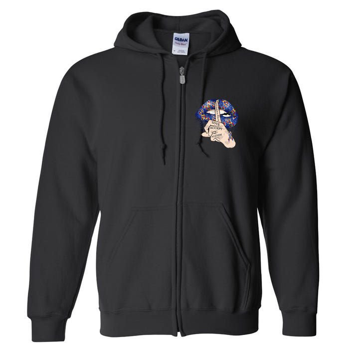 Don't Judge What You Don't Understand Autism Awareness Lip Full Zip Hoodie