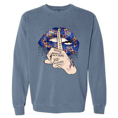 Don't Judge What You Don't Understand Autism Awareness Lip Garment-Dyed Sweatshirt