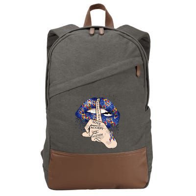 Don't Judge What You Don't Understand Autism Awareness Lip Cotton Canvas Backpack