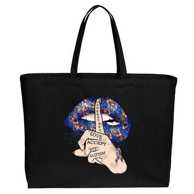 Don't Judge What You Don't Understand Autism Awareness Lip Cotton Canvas Jumbo Tote