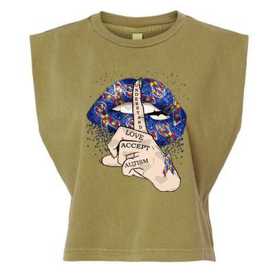 Don't Judge What You Don't Understand Autism Awareness Lip Garment-Dyed Women's Muscle Tee