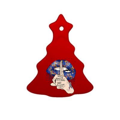 Don't Judge What You Don't Understand Autism Awareness Lip Ceramic Tree Ornament