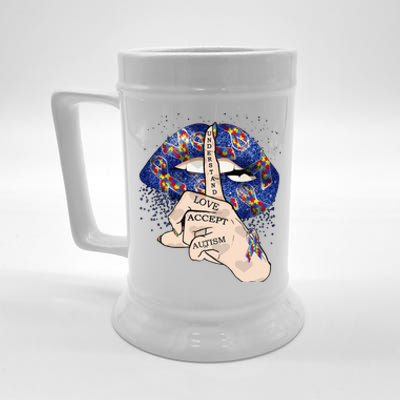 Don't Judge What You Don't Understand Autism Awareness Lip Beer Stein