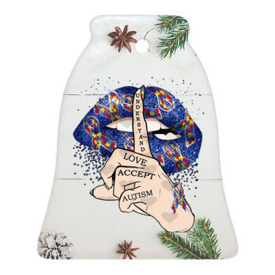 Don't Judge What You Don't Understand Autism Awareness Lip Ceramic Bell Ornament