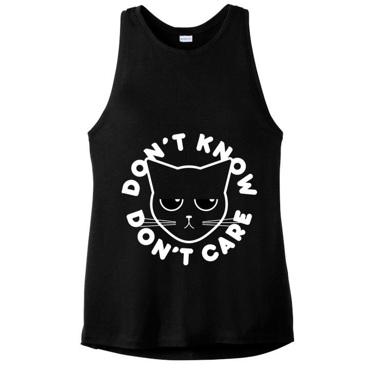 Don't Know Don't Care Funny Cat Ladies PosiCharge Tri-Blend Wicking Tank