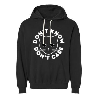 Don't Know Don't Care Funny Cat Garment-Dyed Fleece Hoodie