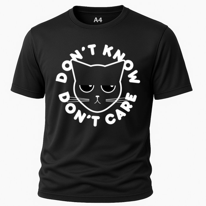 Don't Know Don't Care Funny Cat Cooling Performance Crew T-Shirt