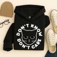 Don't Know Don't Care Funny Cat Hoodie