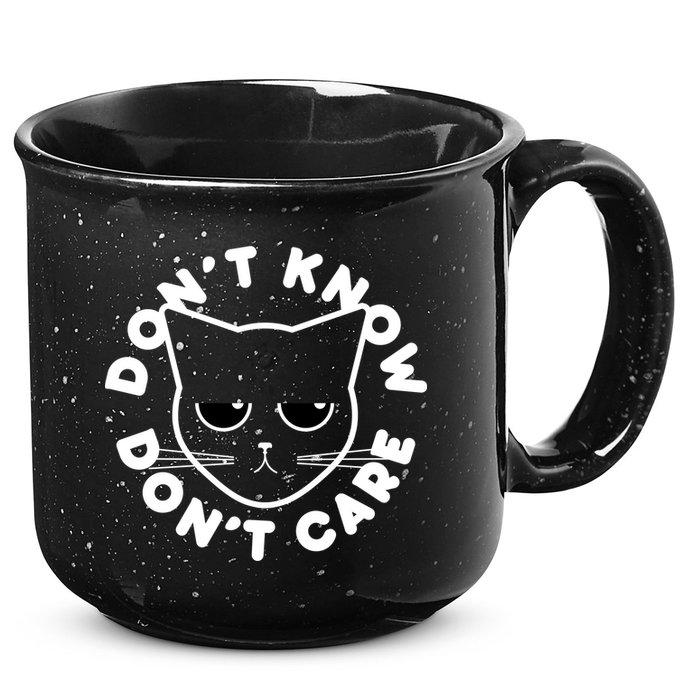Don't Know Don't Care Funny Cat 15oz Campfire Ceramic Mug