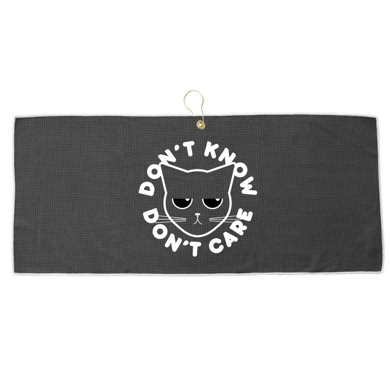 Don't Know Don't Care Funny Cat Large Microfiber Waffle Golf Towel