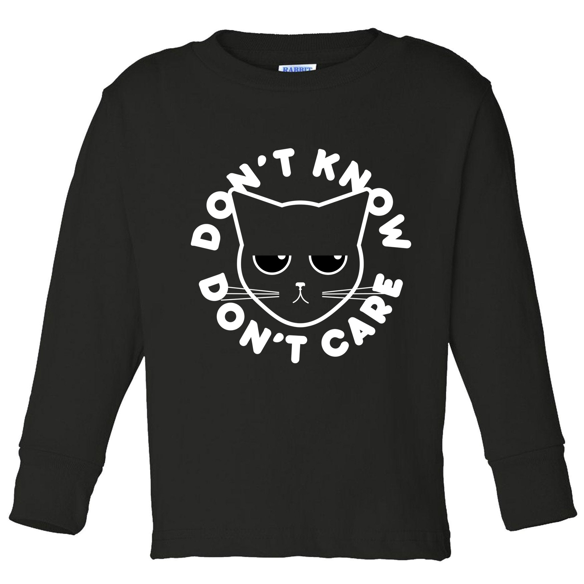 Don't Know Don't Care Funny Cat Toddler Long Sleeve Shirt