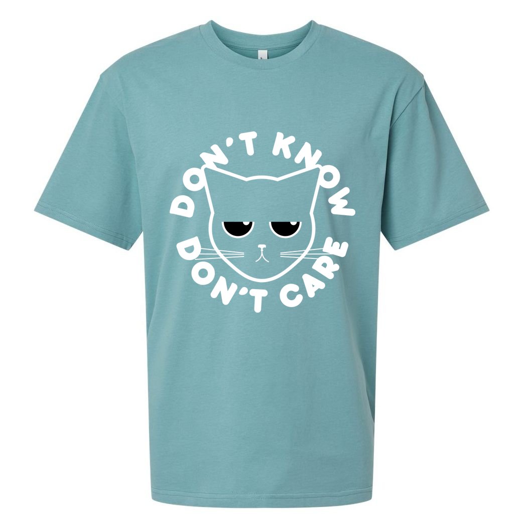Don't Know Don't Care Funny Cat Sueded Cloud Jersey T-Shirt