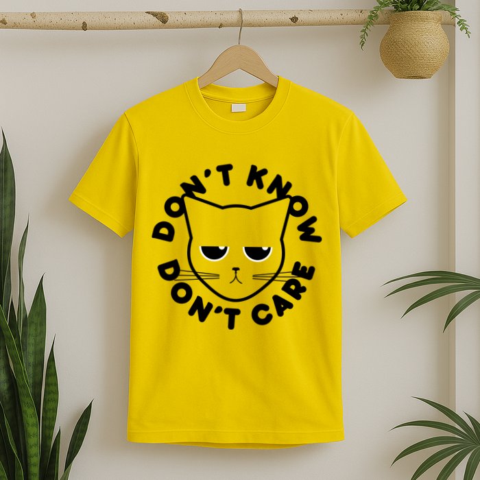 Don't Know Don't Care Funny Cat T-Shirt