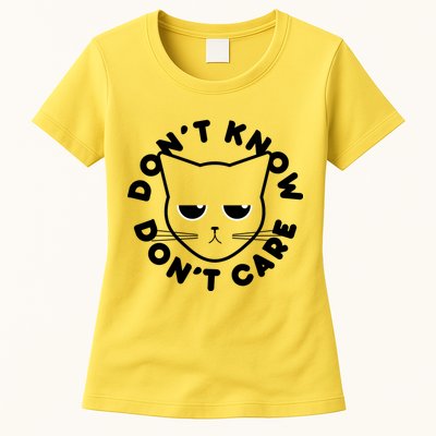 Don't Know Don't Care Funny Cat Womens T-Shirt