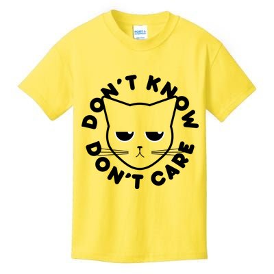 Don't Know Don't Care Funny Cat Kids T-Shirt