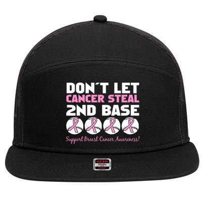 Don't Let Breast Cancer Steal Second 2nd Base 7 Panel Mesh Trucker Snapback Hat