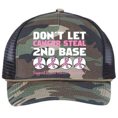 Don't Let Breast Cancer Steal Second 2nd Base Retro Rope Trucker Hat Cap