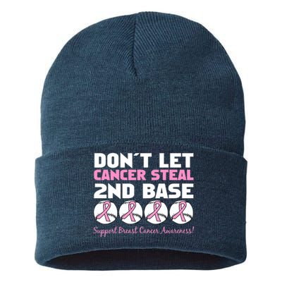 Don't Let Breast Cancer Steal Second 2nd Base Sustainable Knit Beanie