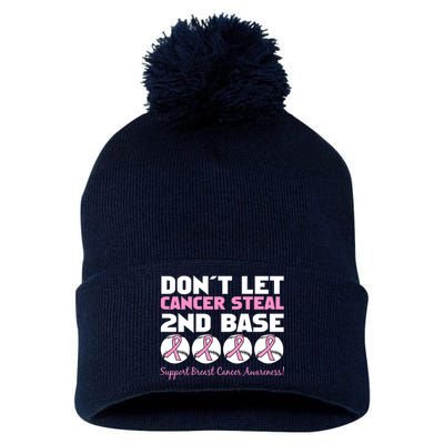 Don't Let Breast Cancer Steal Second 2nd Base Pom Pom 12in Knit Beanie